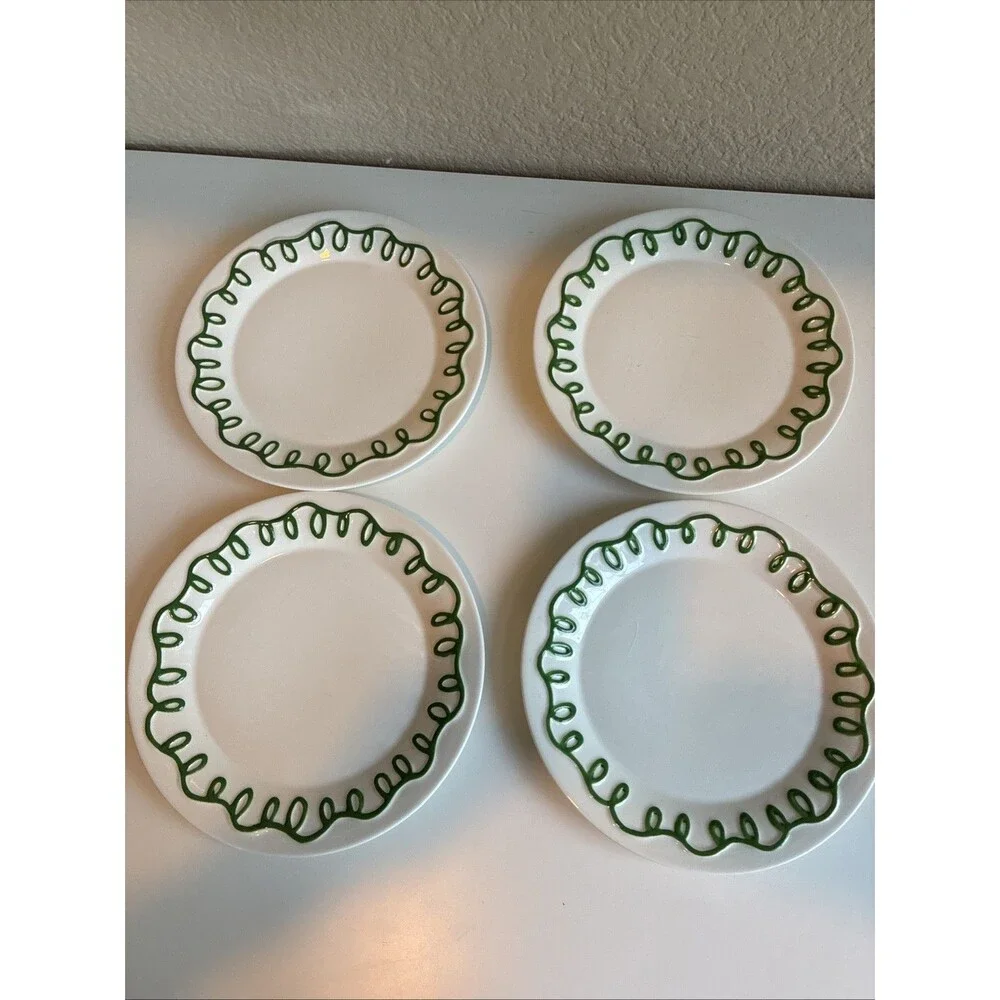 Kate Spade New York X Target Limited 4pc Ceramic Dessert Plates Cream/Green